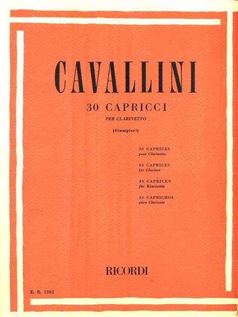 30 capricci per clarinetto - Ernesto Cavallini - copertina