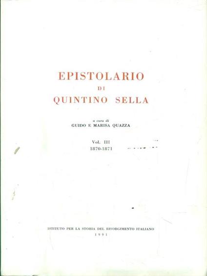 Epistolario - Quintino Sella - copertina