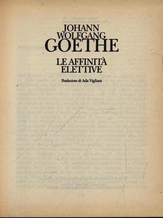 Le affinità elettive - Johann Wolfgang Goethe - copertina