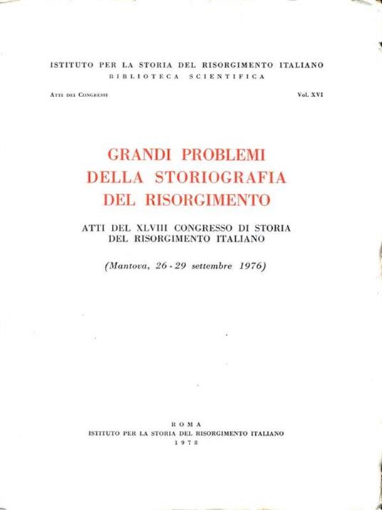 Grandi problemi della storiografia del Risorgimento - copertina