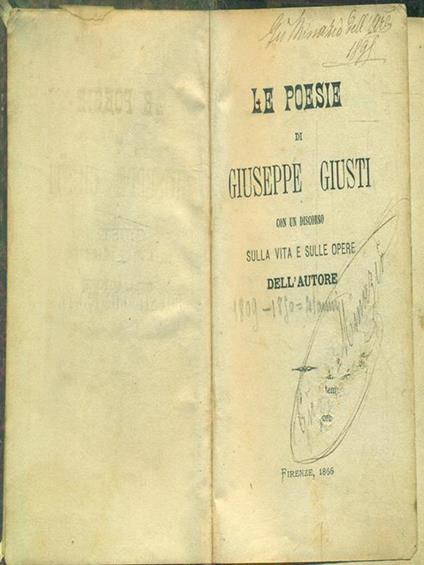 Le poesie - Giuseppe Giusti - copertina