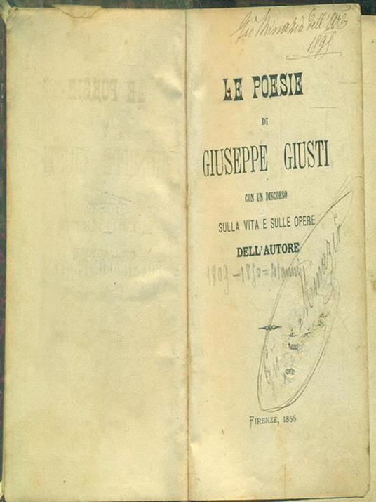 Le poesie - Giuseppe Giusti - copertina