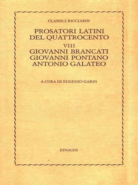 Prosatori latini del Quattrocento VIII PN6792