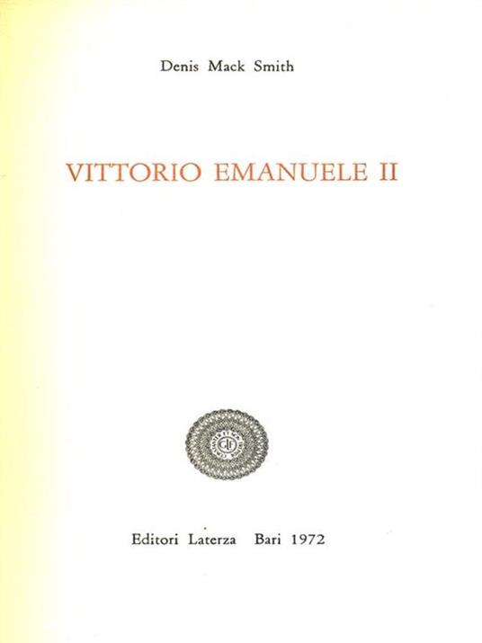 Vittorio Emanuele II - Denis Mack Smith - copertina