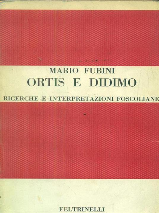 Ortis e didimo - Mario Fubini - copertina