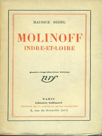 Molinoff indre-et-loire - Maurice Bedel - copertina