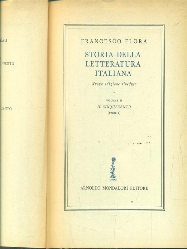 Storia della letteratura italiana. Volume II. Parte I