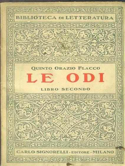 Le odi. Libro secondo - Q. Flacco Orazio - copertina