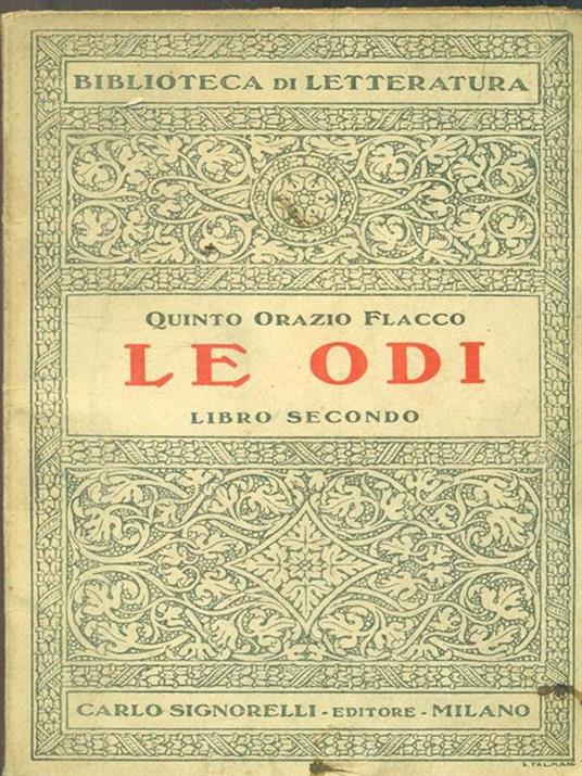 Le odi. Libro secondo - Q. Flacco Orazio - copertina