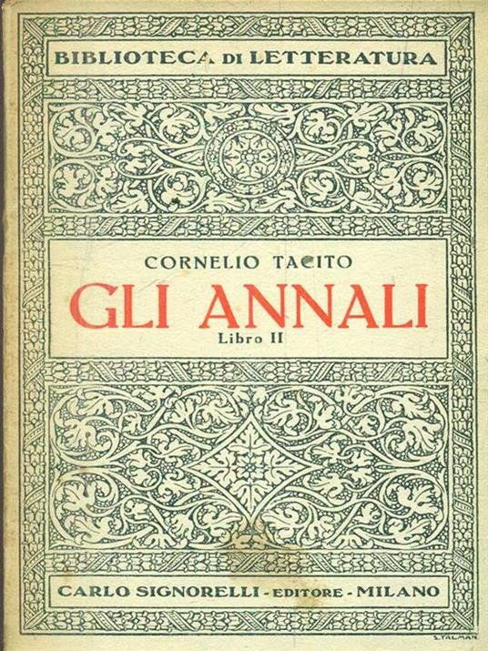 Gli annali. Libro II - P. Cornelio Tacito - copertina