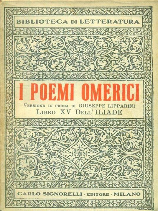 I poemi omerici. Libro XV dell'Iliade - copertina
