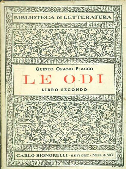 Le odi. Libro secondo - Q. Flacco Orazio - copertina