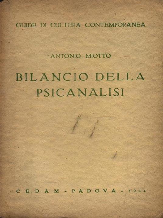 Bilancio della psicanalisi - Antonio Miotto - copertina