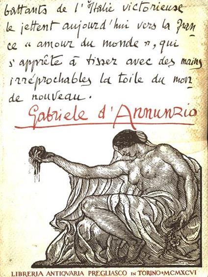 Gabriele D'Annunzio Catalogo n. 72 Novembre 1996 - copertina