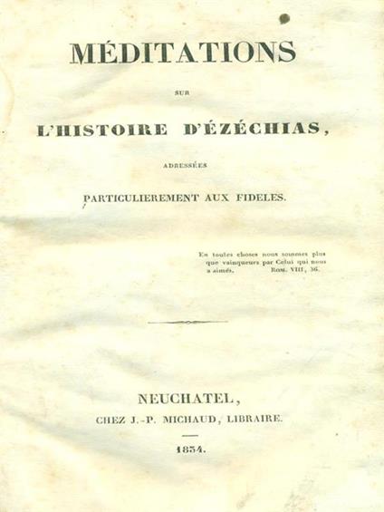 Meditations sur l'Histoire d'Ezéchias - copertina