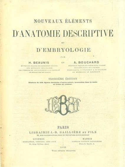 Nouveaux éléments d'anatomie descriptive et d'embryologie - copertina
