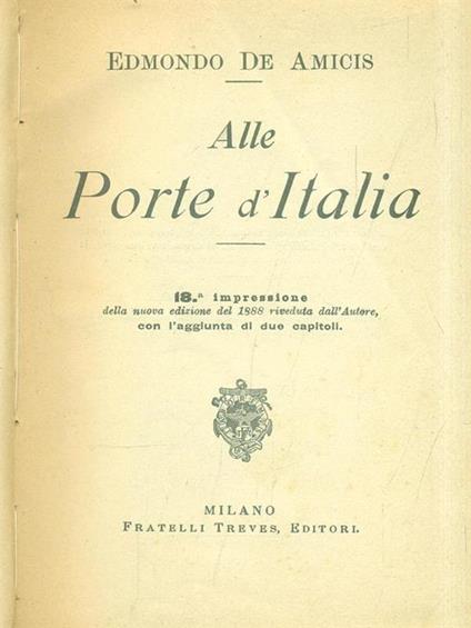 Alle Porte d'Italia - Edmondo De Amicis - copertina