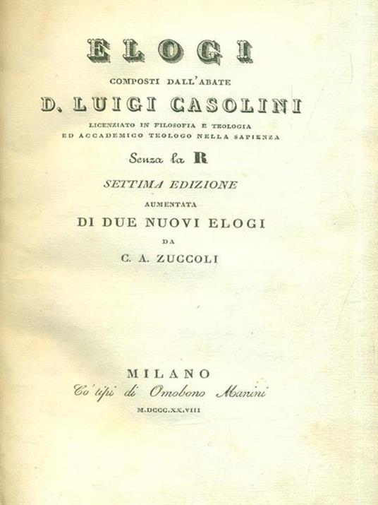Elogi senza la R - Luigi Casolini - copertina