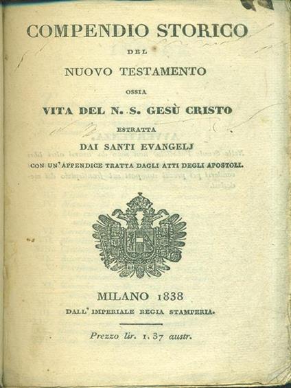 Compendio storico del Nuovo Testamento - copertina