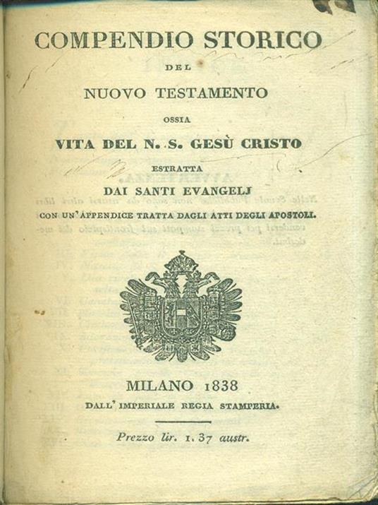 Compendio storico del Nuovo Testamento - copertina