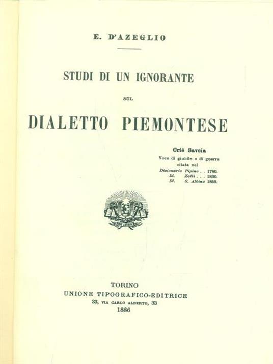 Dialetto piemontese - E. D'Azeglio - copertina
