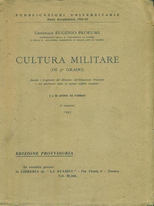 Cultura militare (di 3° grado) - Eugenio Profumi - copertina