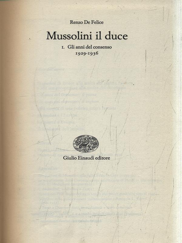 Mussolini il Duce gli anni del consenso (1929-1936)