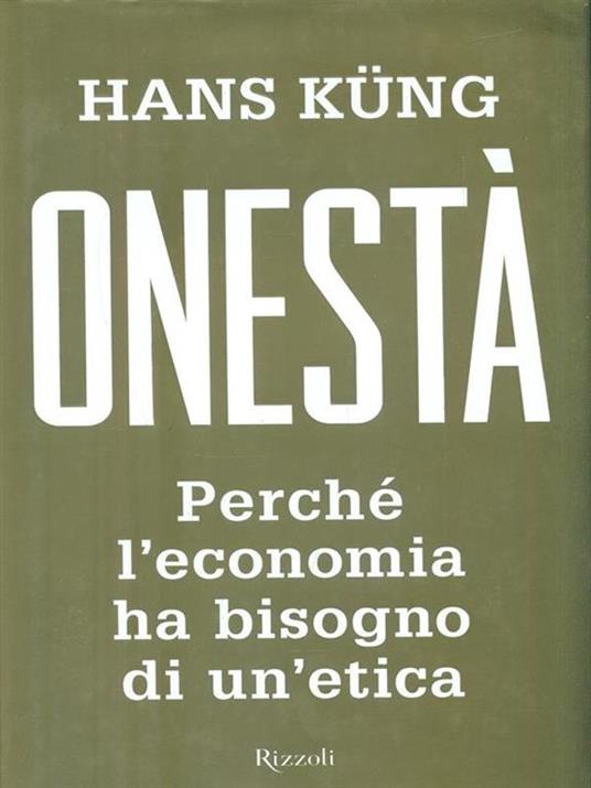 Onestà - Hans Küng - copertina