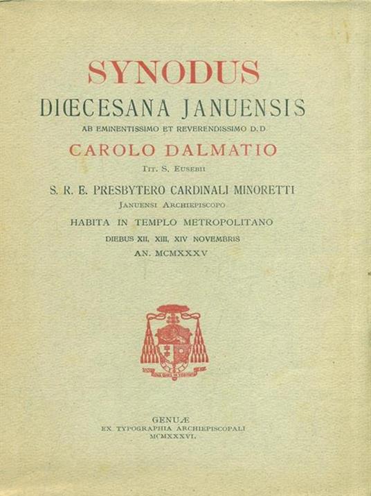 Synodus dioecesana januensis - copertina