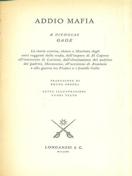 Addio mafia - Nicholas Gage - copertina