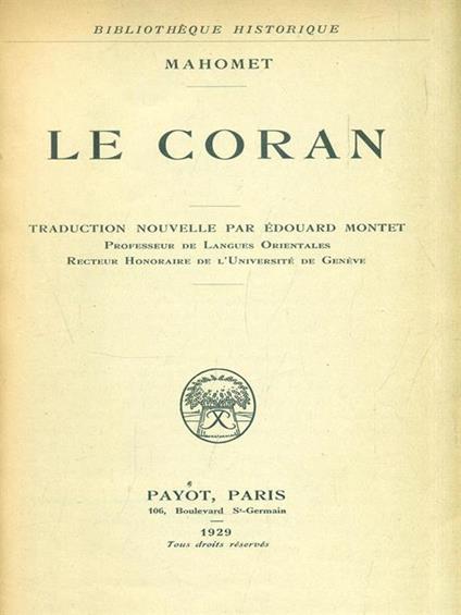 Le Coran - Mahomet - copertina