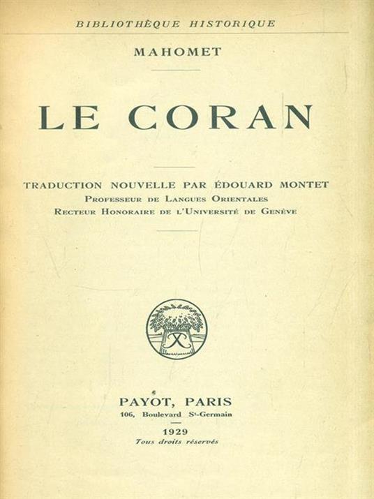 Le Coran - Mahomet - copertina