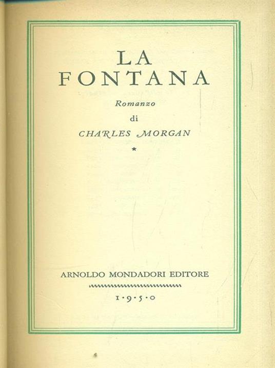 La fontana - Charles Morgan - copertina