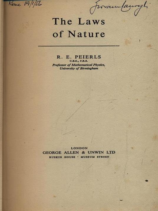 The laws of nature - R.E. Peierls - copertina