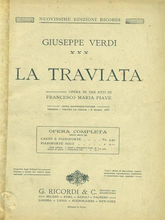 La Traviata - Giuseppe Verdi - copertina