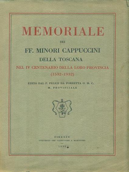Memoriale dei Ff. Minori Cappuccini della Toscana Nel IV Centenario - copertina