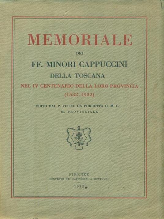 Memoriale dei Ff. Minori Cappuccini della Toscana Nel IV Centenario - copertina