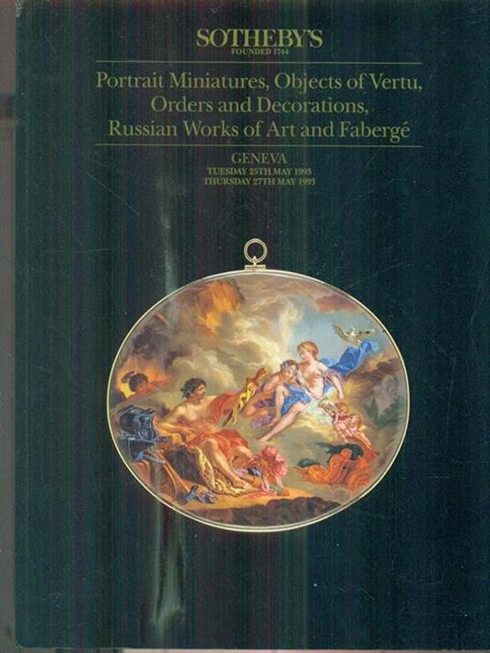 Portrait Miniatures, Objects of Vertu. 25th and 27th May 1993 - copertina