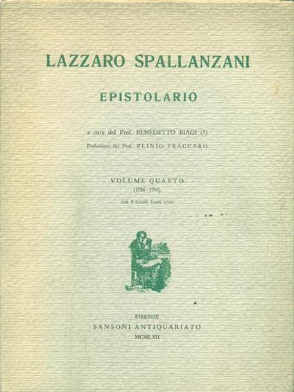 Epistolario. Volume quarto - Lazzaro Spallanzani - copertina