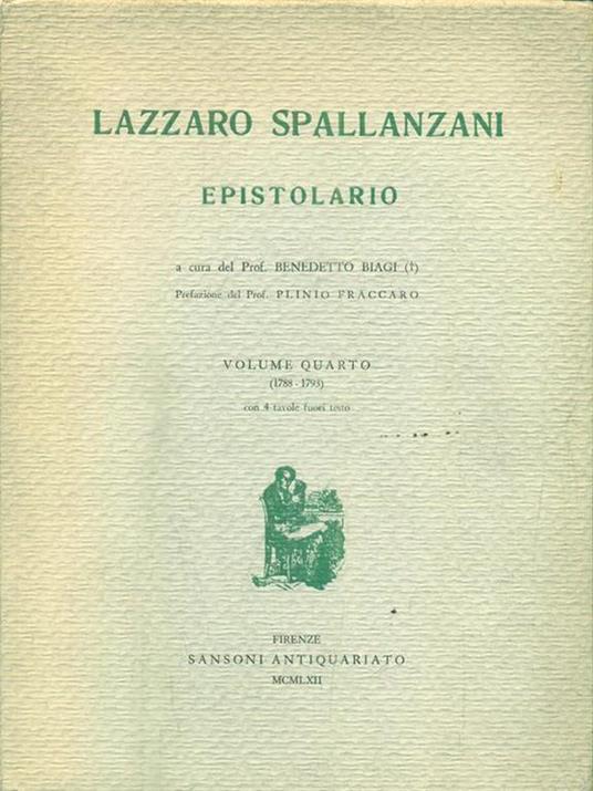 Epistolario. Volume quarto - Lazzaro Spallanzani - copertina