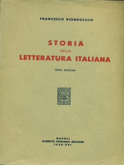 Storia della letteratura italiana - Francesco Biondolillo - copertina