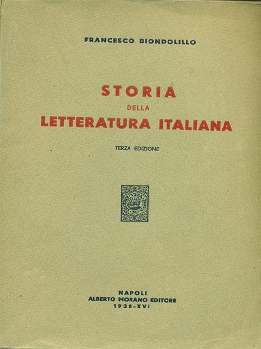 Storia della letteratura italiana - Francesco Biondolillo - copertina
