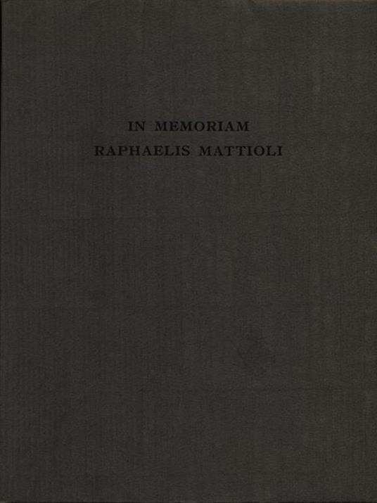 In memoriam Raphaelis Mattioli - copertina