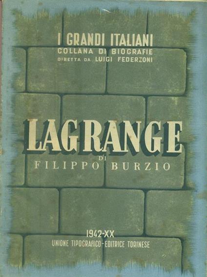 Lagrange - Filippo Burzio - copertina