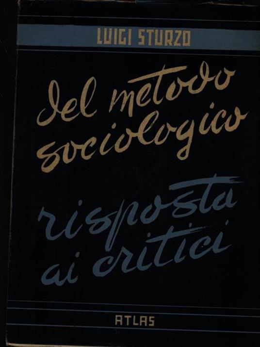 Del metodo sociologico risposta ai critici - Luigi Sturzo - copertina