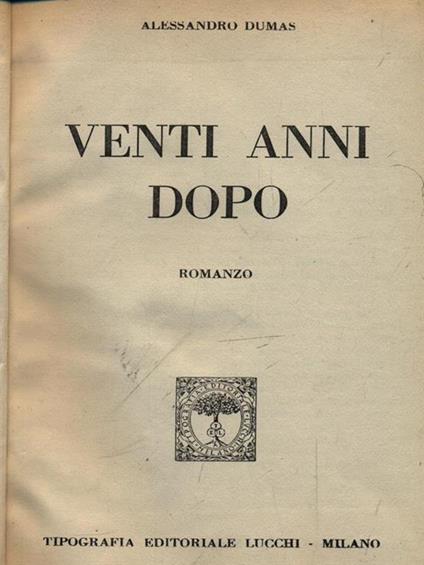 Venti anni dopo - Alexandre Dumas - copertina