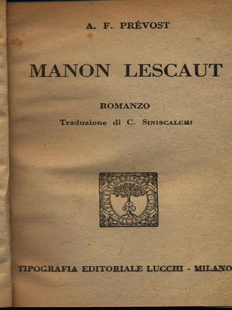 Manon Lescaut - A.F. Prévost - copertina