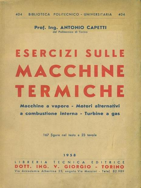 Esercizi sulle Macchine Termiche - Antonio Capetti - copertina
