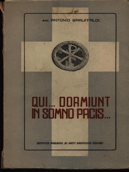 Qui... dormiunt in somno pacis - Antonio Baruffaldi - copertina