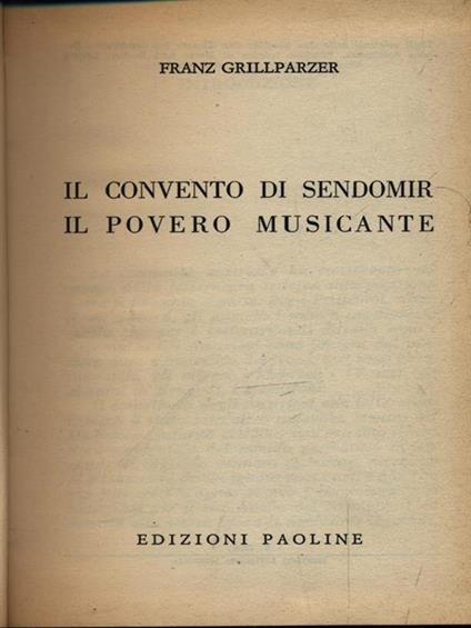 Il convento di Sendomir Il povero musicante - Franz Grillparzer - copertina